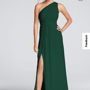 David’s Bridal Long One-Shoulder Crinkle Chiffon Bridesmaid Dress